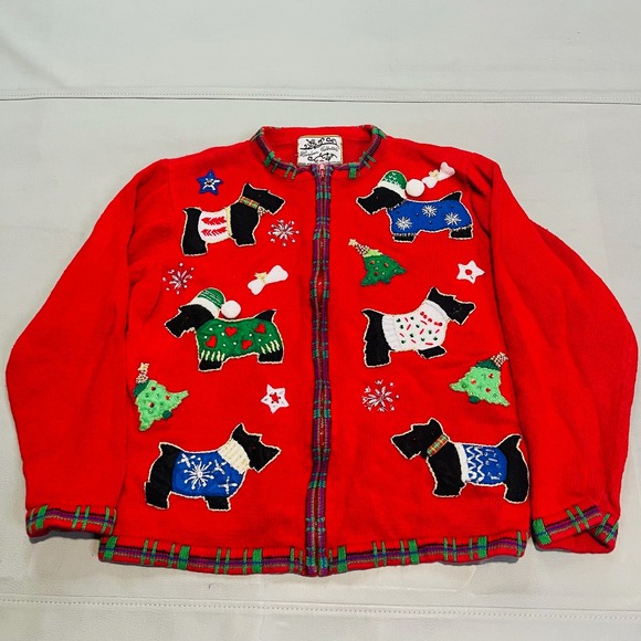 Heirloom Collectibles Sweaters - Heirloom Collectible Women Red Ugly Xmas Sweater Christmas Office Cardigan S4244